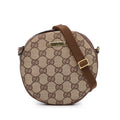 Unisex Crossbody Brown Pre-Owned Crossbody GG Bag Authenticated (Good) Fabric Canvas Round