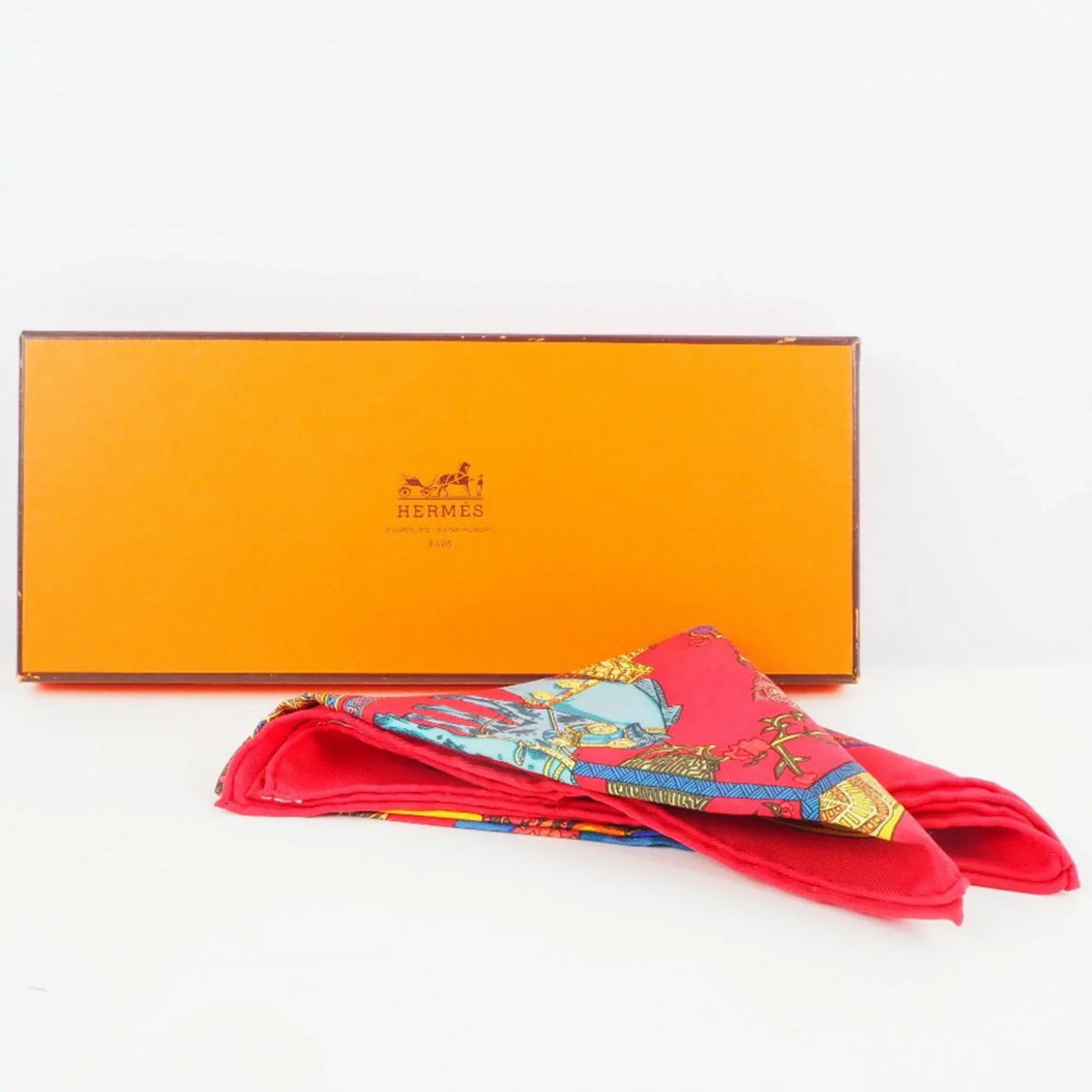 Second-Hand Hermes Carré 45 Art Des Stepps Step Art Silk Red Women'S Scarf (Like New)