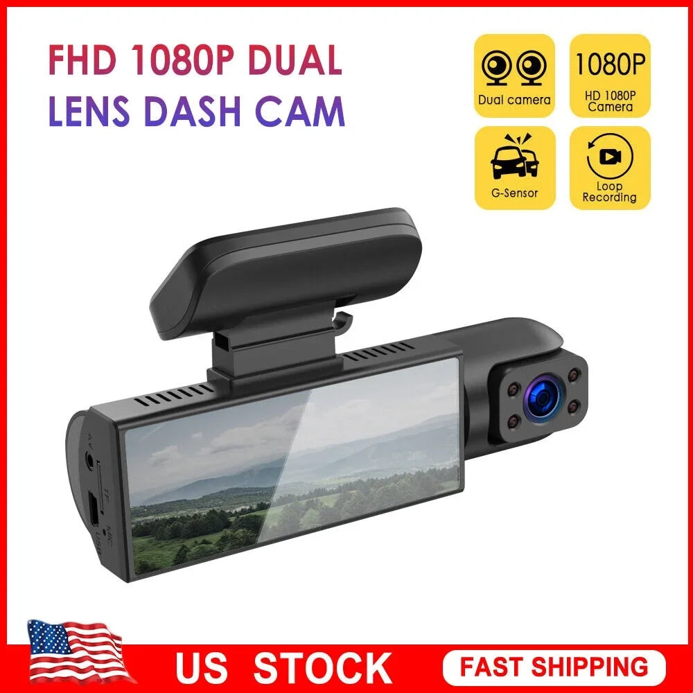 Dual Cam Onemayship Dash Dvr Inside Camera Lens Hd 3.16In Front 1080P Recorder Car Night