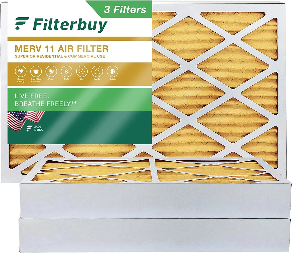16x30x4 AC Pleated Filterbuy Filters (3-Pack) 11 Furnace Air HVAC MERV