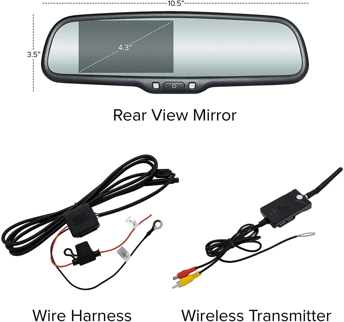 170° OEM Master Cars LCD for 4.3” Screen, Transmitter Tailgaters View with Wireless Mirror & Camera - Kit Rear Waterproof Backup Universal All Fit LED