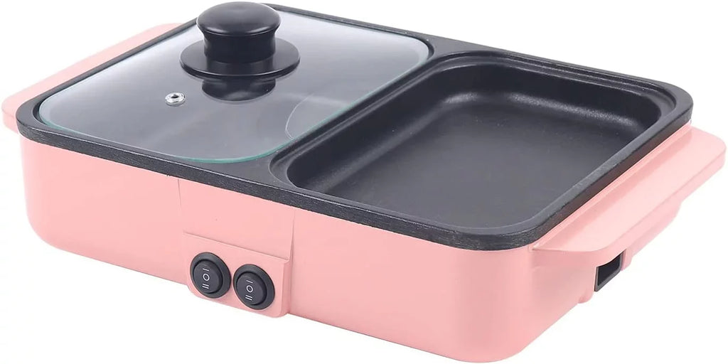 Steel Non-Stick Pot in Electric Barbecue (Pink) Pan, Hotpot Hot 1 Barbecue 2 MONIPA Stainless Portable Pan Grill