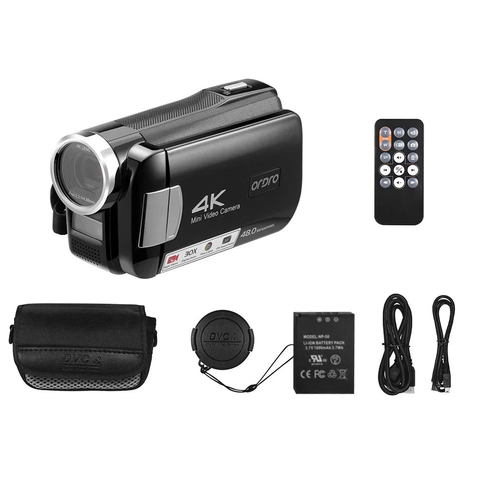 Videos Night Camcorder, Recorder, Zoom, Video - Photos 4K AC2 Capture and ORDRO Stunning 48MP Digital Camera 30X Vision