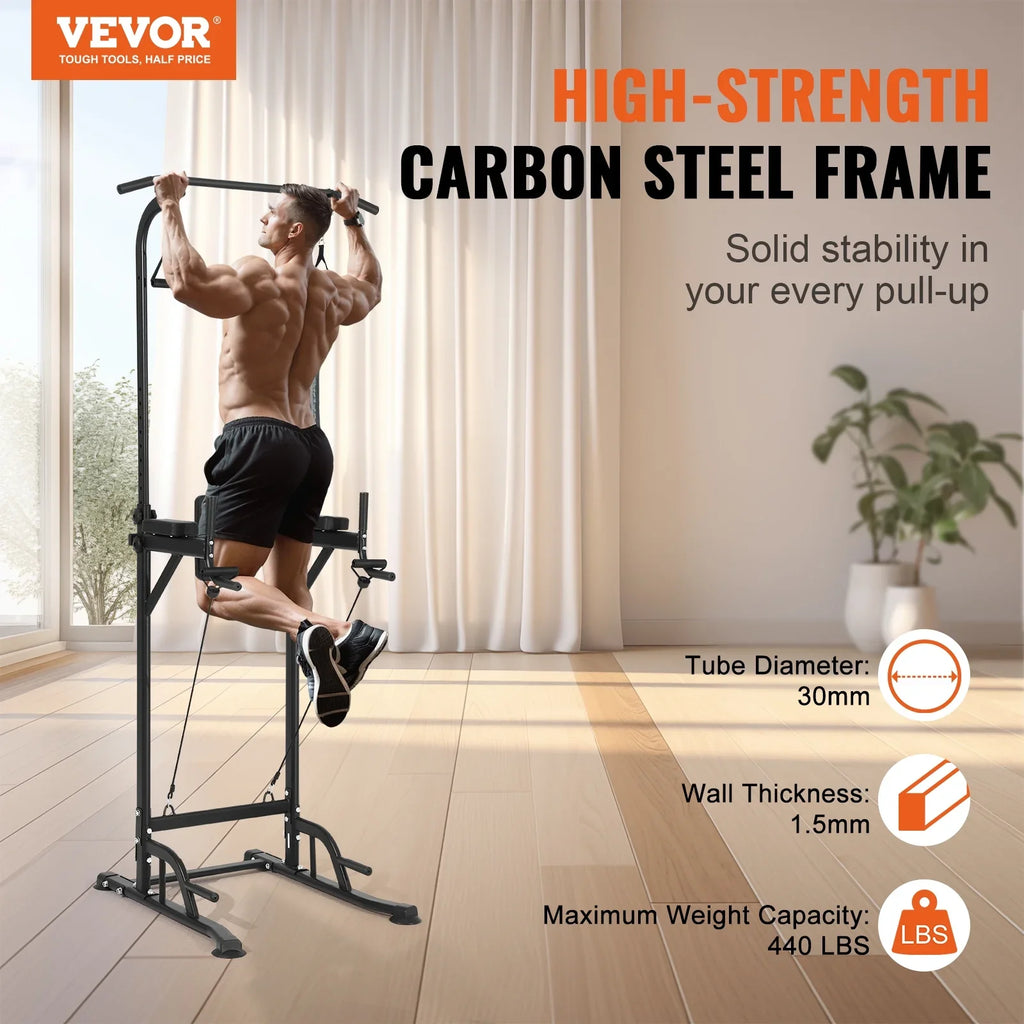 Frame Steel Station, Home Pull w/ Workout Strength Height SKYSHALO Training Dip Elbow Equipment Backrest Power Power Up Stand Pad, Duty Fitness Heavy for Tower Rack Bar Adjustable Carbon