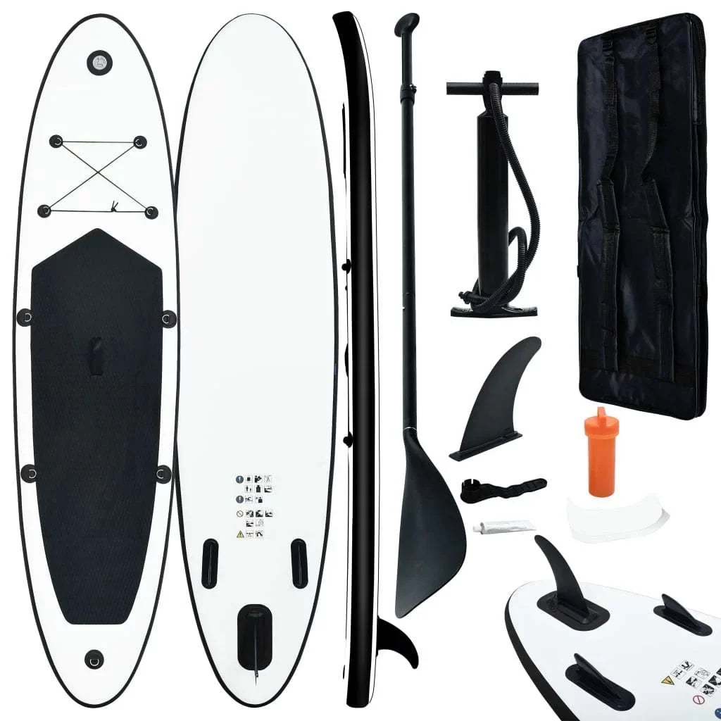 Timeless and Stand Set Stylish Up Inflatable Board Black White Paddle in