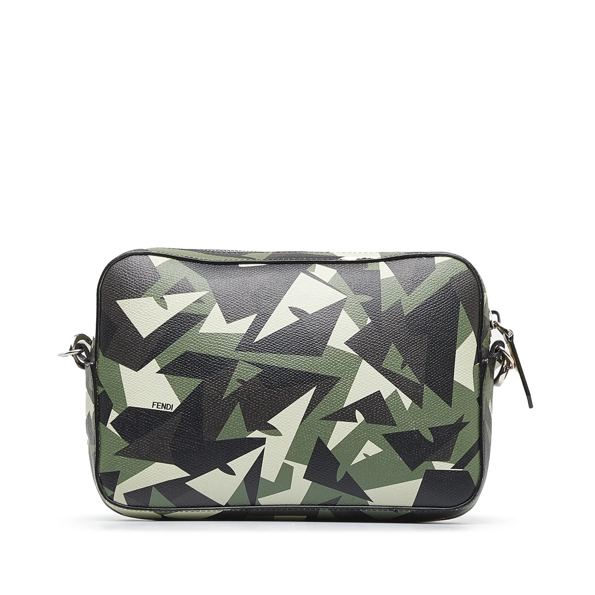 (Good) Green Camera Camouflage Crossbody Leather Bag Authenticated Monster Unisex Calf Pre-Owned Fendi Eyes Bag