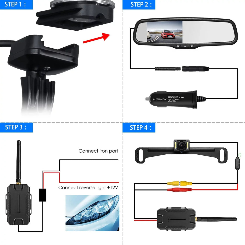 Monitor Mirror (T1400U) OEM Backup Kit for Wiring View Wireless Look Rear Camera Installation Trucks, No Auto-Vox
