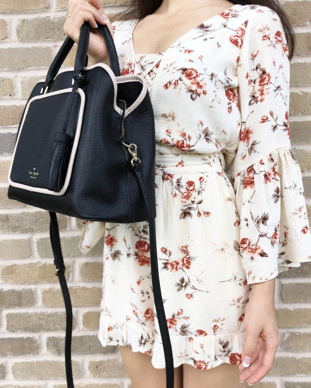 Tassel Crossobody Evangelie Black Satchel Place Kate Ward Bag Spade