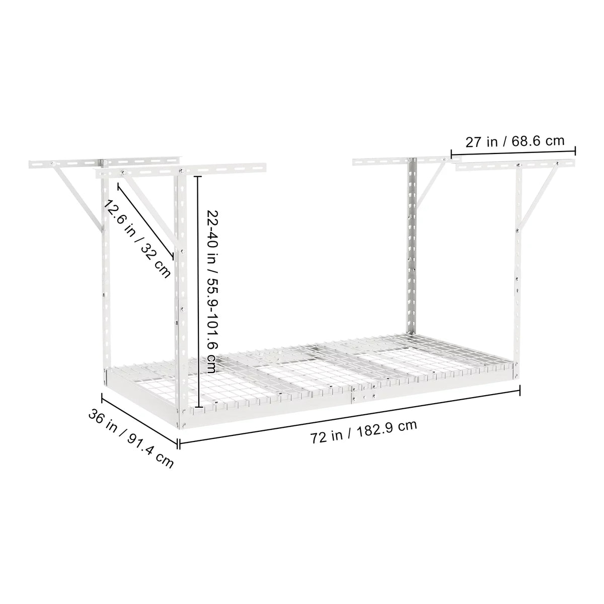 Adjustable White VEVOR Rack Overhead 36x72in Storage Ceiling Garage 550lbs Rack