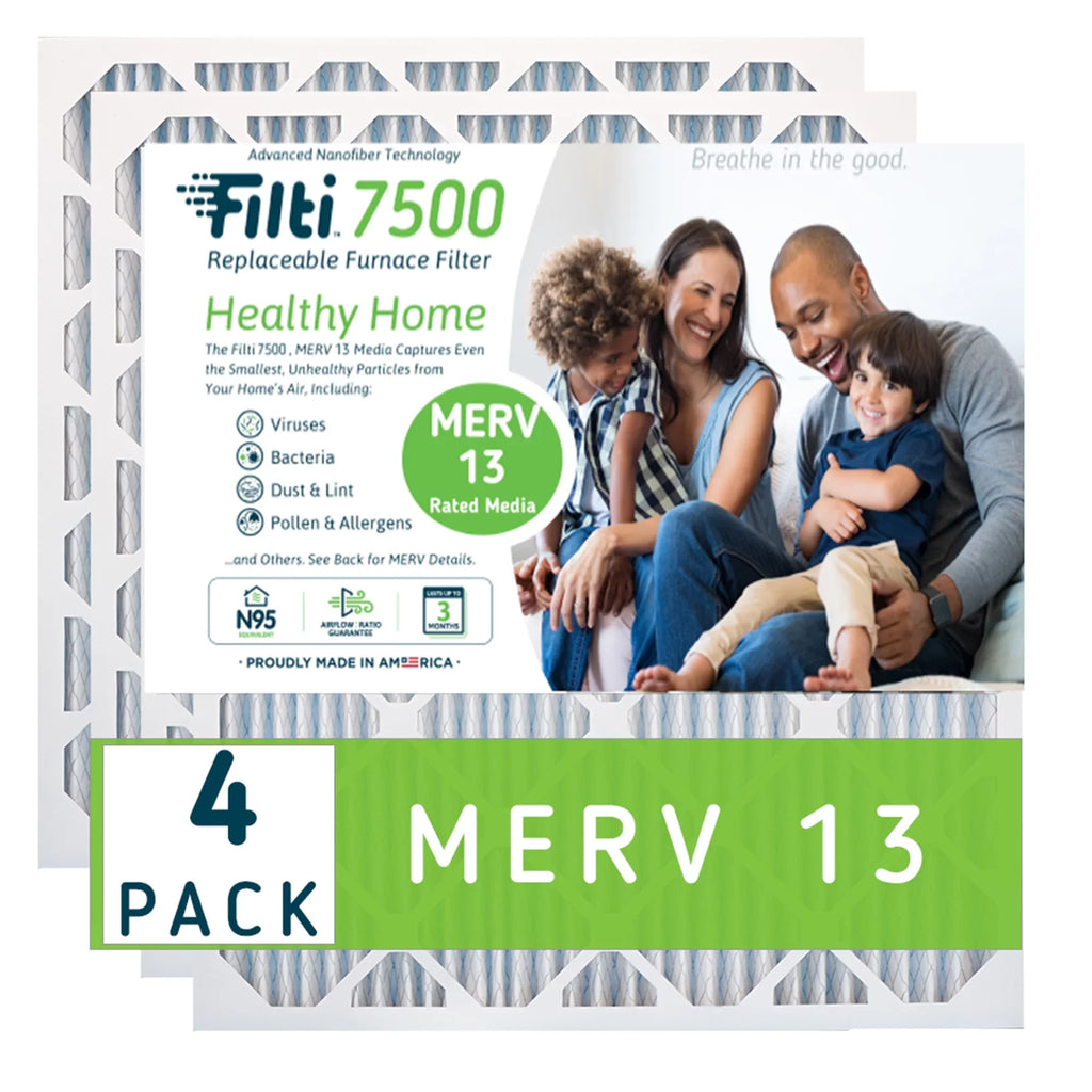 Pleated 13 Air Home HVAC Furnace 20x25x1 Filti Pack) 7500 MERV Filter (4