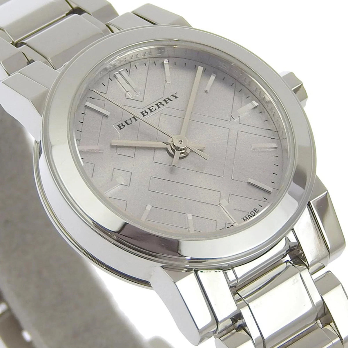Quartz Silver (Good) Watch Stainless Steel Dial Analog Burberry BU9229 Ladies Display Pre-Owned