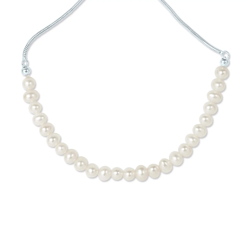 Gemistry Silver Sterling Bracelet for in Cultured Pearl Freshwater Slider 925 Adjustable White Women