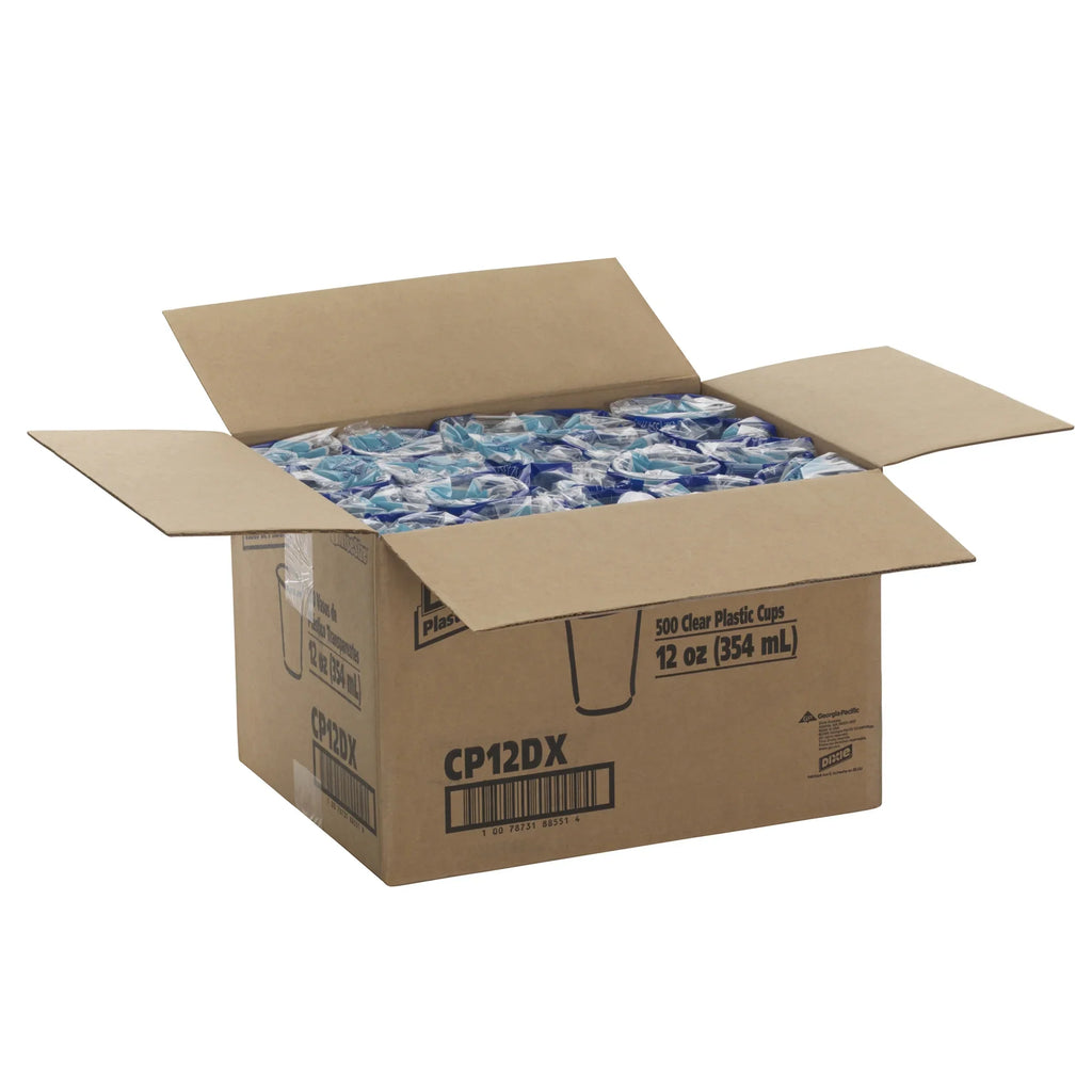 Dixie® (Cp12Dx) 12 Oz. Plastic Cold Cups By Gp Pro (Georgia-Pacific), Clear, 20 Sleeves Of 25 Cups (500 Cups Total)