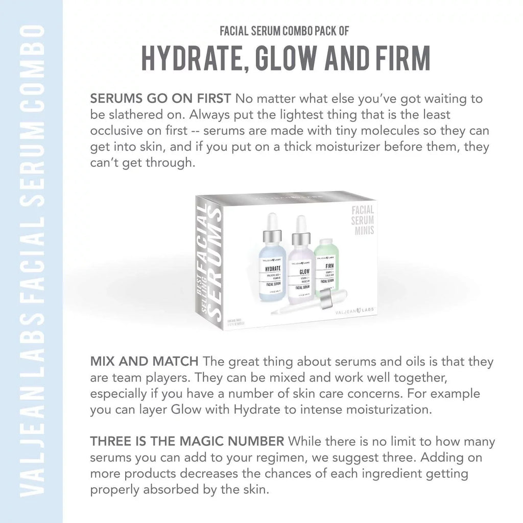 Hydrate, Bottles Supercharged, Combo Free, Serum, Targeted and Skincare Labs Ingredients - Glow, Cruelty of Free, Pack Facial Paraben - Valjean 1oz Firm