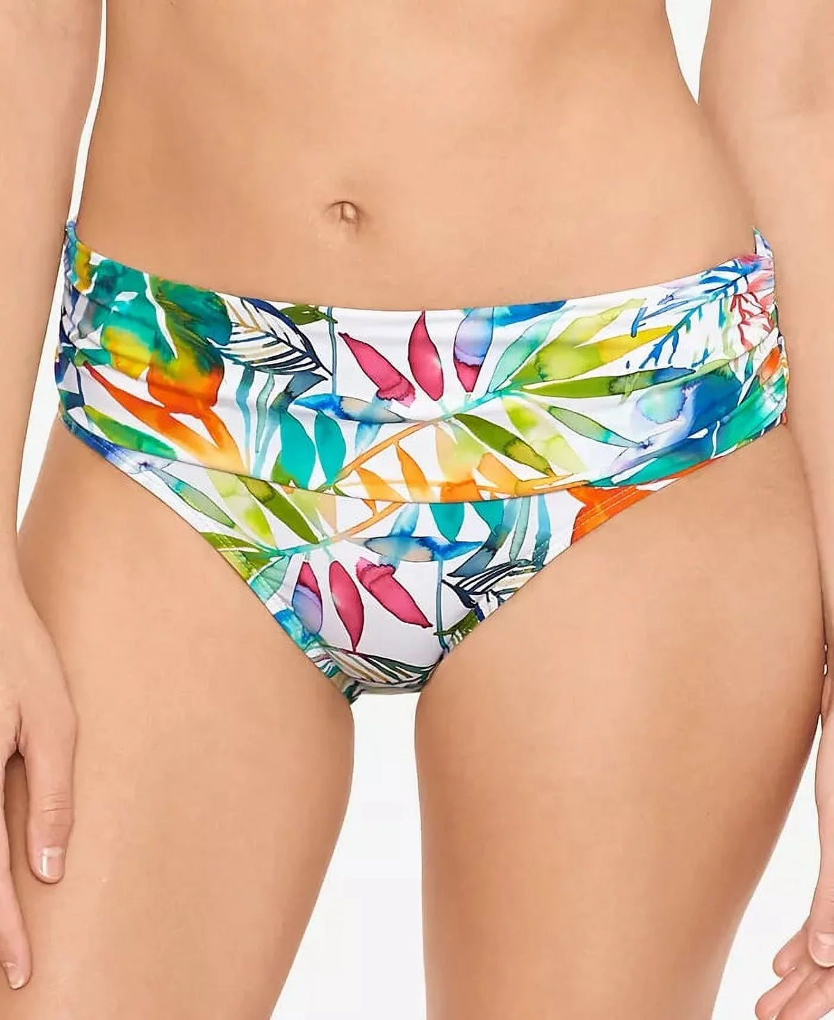 Ralph Lauren Women'S Tropical Caribbean Wide Banded Shirred Hipster Bottoms Cerulean Size 4