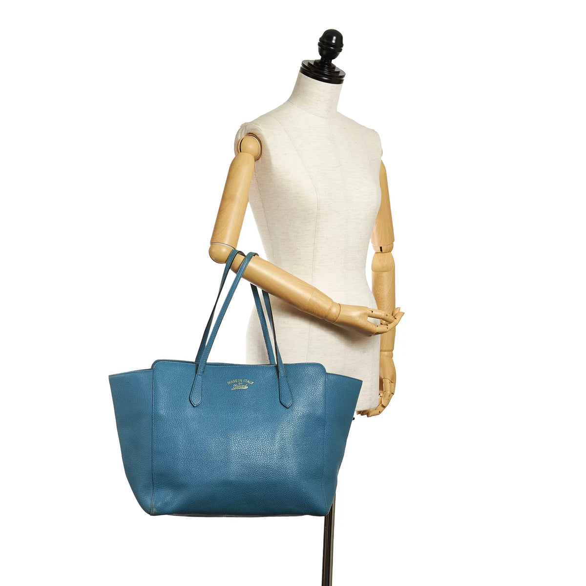 Authenticated Blue Calf Bag Swing Leather Pre-Owned (Good) Tote Medium Women