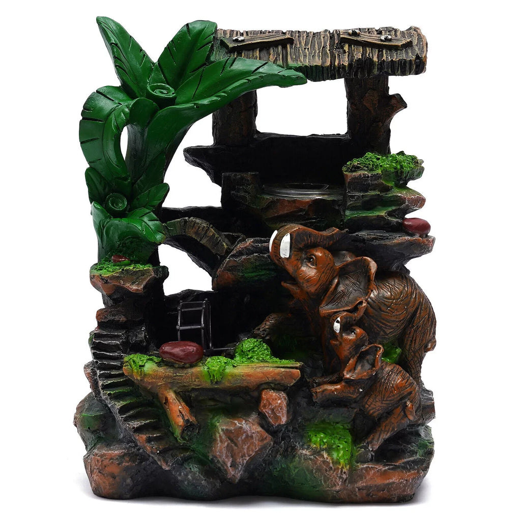 Tabletop Water Fountain With Led Rolling Ball Feng Shui Waterfall Fountain Home Indoor Water Fountain Led Lamp Tabletop Resin Rockery Fengshui Waterfall Decor
