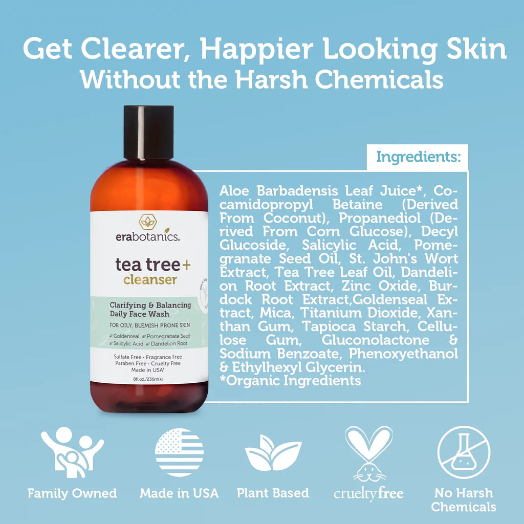 Cleanser Oil 8oz and Organics Tea Wash Tree Era Body Face