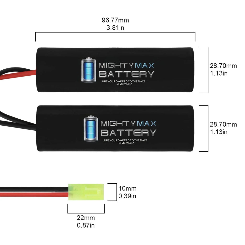 AMR-4 2000mAh EBB RIS BATTERY REPLACES NiMH AIRSOFT 9.6V AEG NUNCHUCK