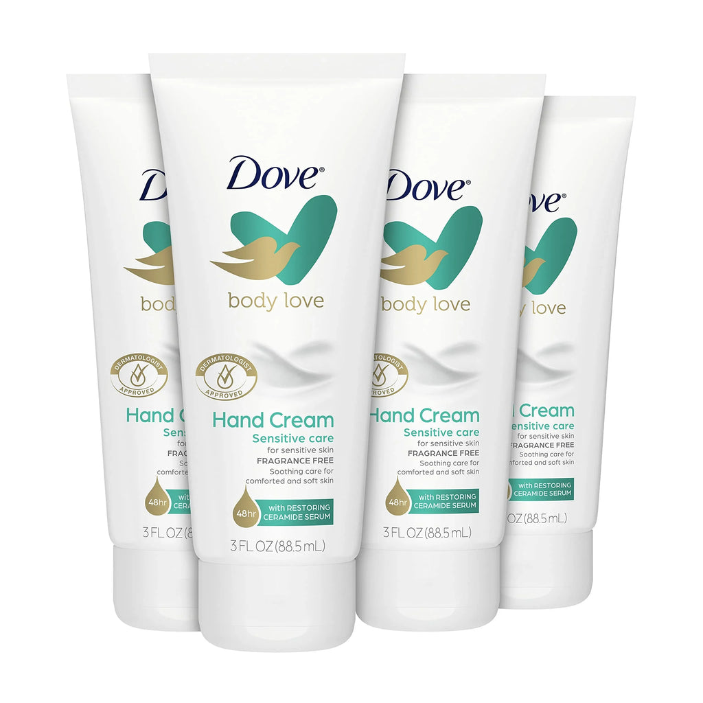 Cream Love Dove Rough, Dry Skin Ct 3 And Hand Body Fragrance-Free Sensitive Comforts Oz 4 Skin Soothes