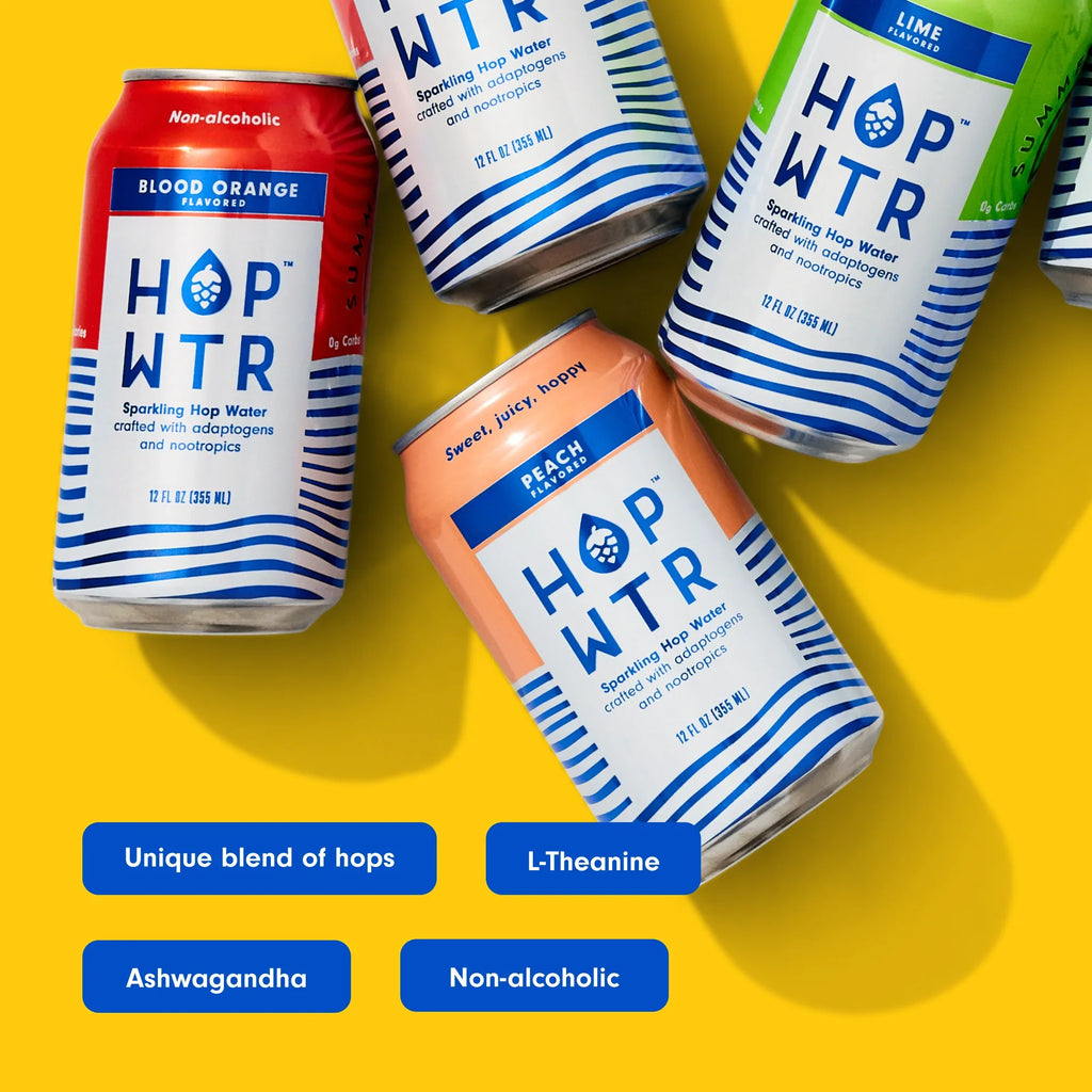NA or Carb, Flavor Calories Beer, - oz Pack) for Hop liquid WTR Sugar, Nootropics and Added Adaptogens With Cans) Pack - No Benefits (12 Low Sparkling (12 - HOP