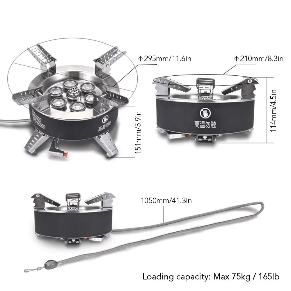 18000W Seven High Hiking Stove, Stove, Fishing Camping Backpacking Windproof Gas core Traveling Collapsible Stove, Dcenta