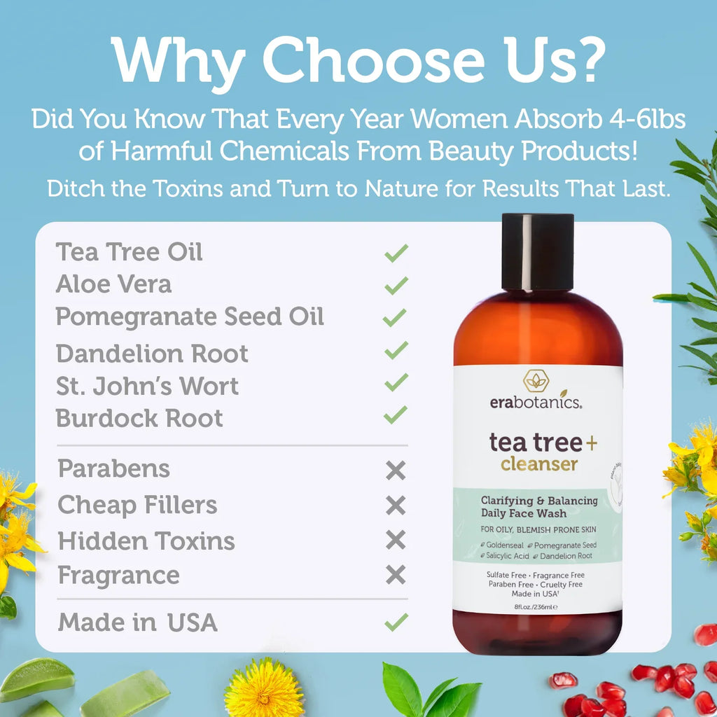 Cleanser Oil 8oz and Organics Tea Wash Tree Era Body Face