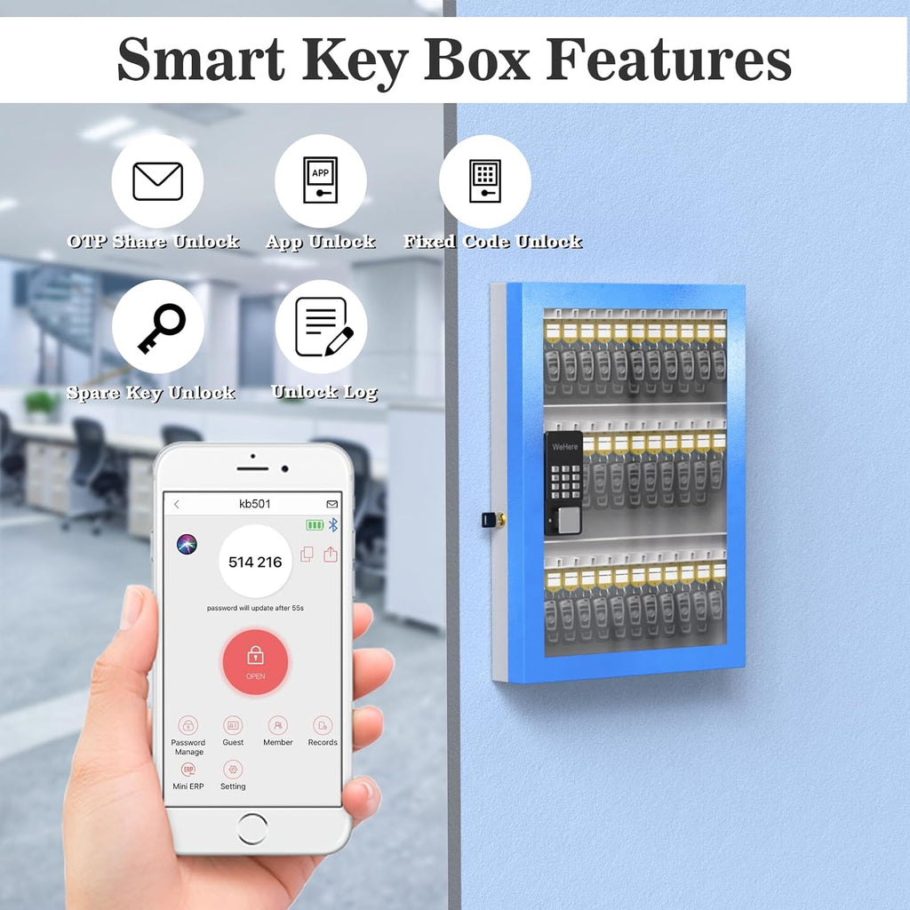 Key Lockbox, Share Key Box Storage Mount, 96 for Car Smart Security Lock Plus, Dealership，， Bluetooth/Fixed OTP Cabinet Wall APP Code Half-Remote