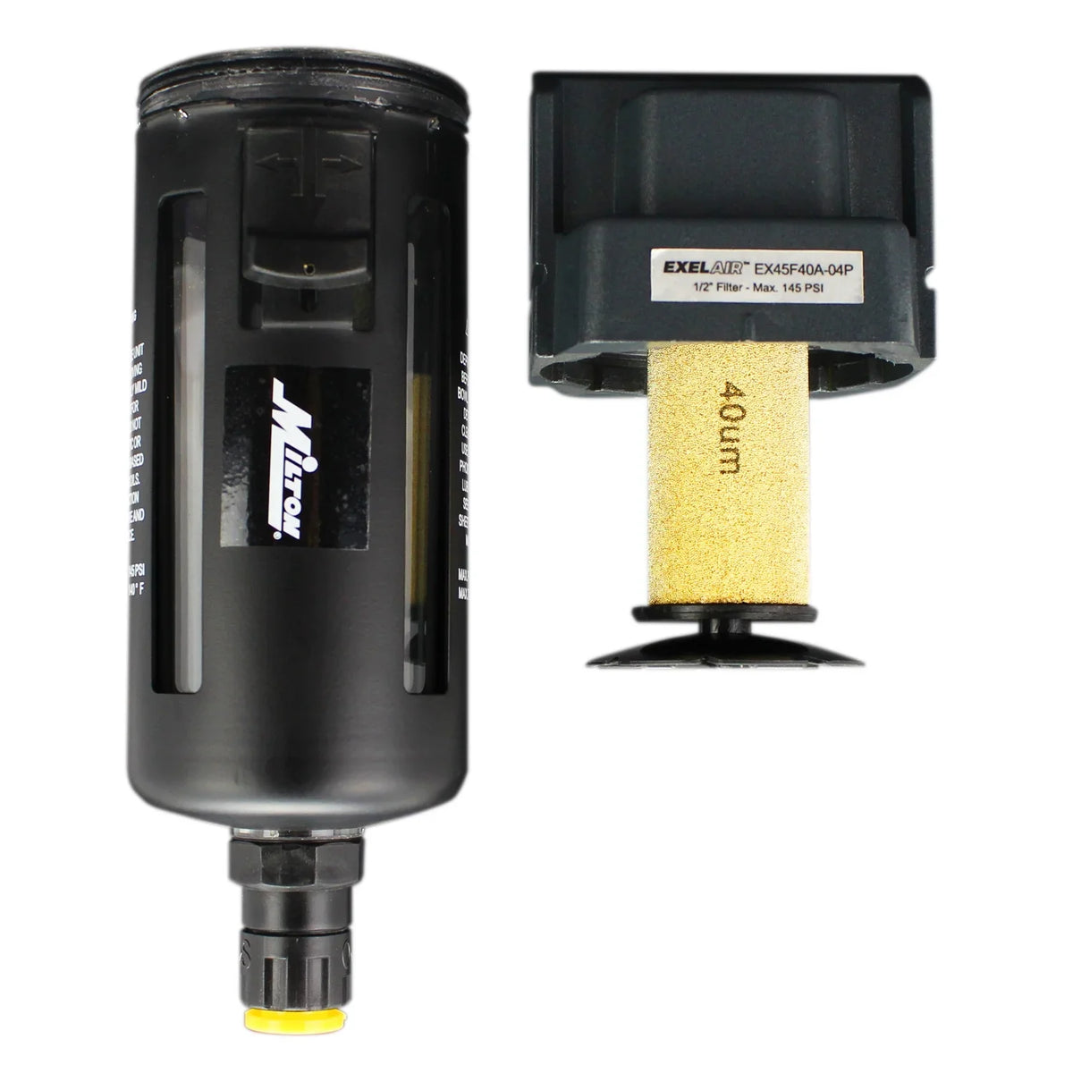 Milton EXELAIR™ Polycarbonate 1/2" - - by Air Float/Overnight (EX45F40A-04P) NPT Bowl, FRL Automatic Filter