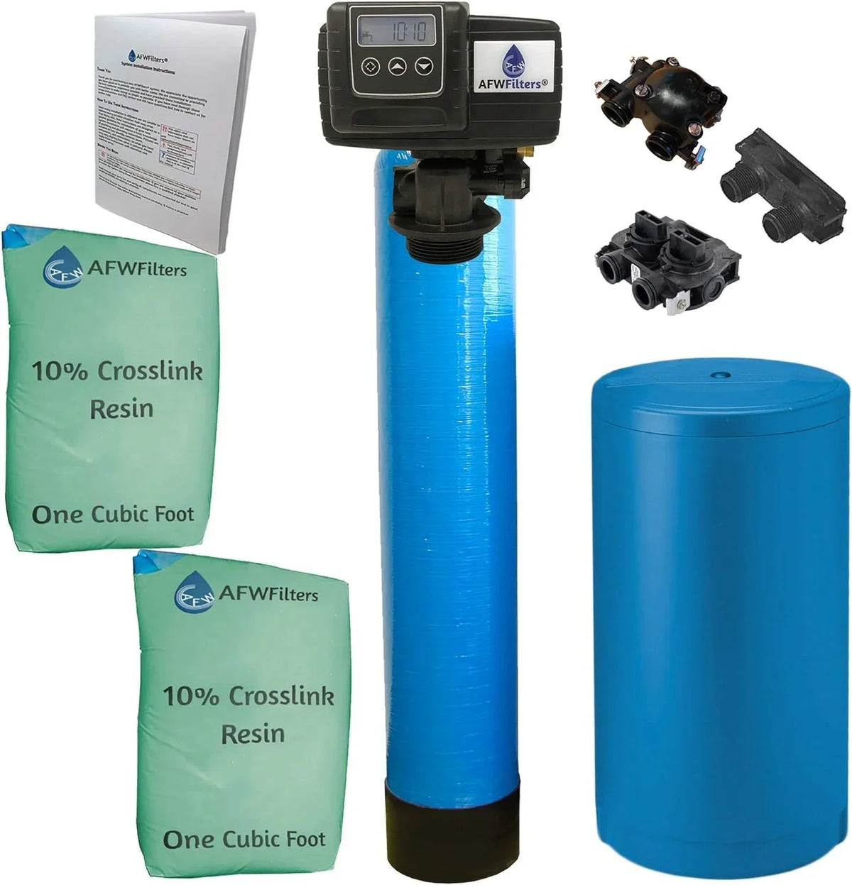 Softener 10% liquid Plastic and Connection, Crosslink Home 2 3/4" Blue Resin, Foot Tanks with Whole 64k MNPT cubic AFWFilters Durable