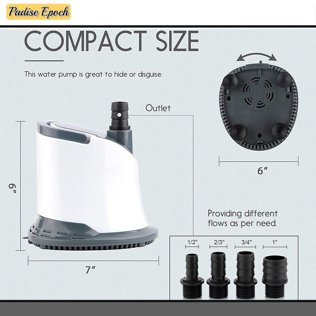 Adjustable Quiet Submersible liquid Aquarium 6ft 5000L/H Pump: Fish Hydroponics Waterfall Suction Pool for | Fountain Bottom Cover with Cord Power 1320GPH | Garden Tank | 110W Pond | |