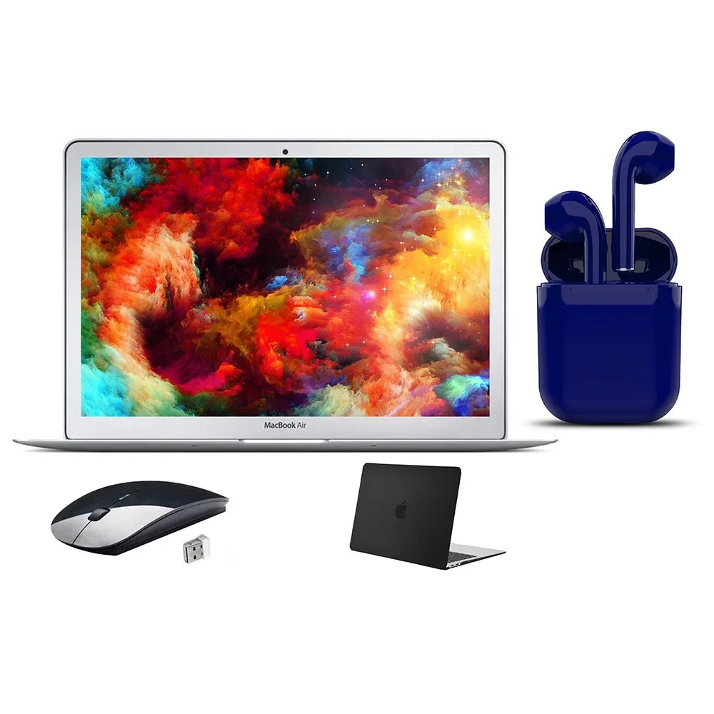 13.3-inch 2 By (Refurbished) Bluetooth/Wireless Restored Mouse, MacBook i5 Mac Day Airbuds Express 4GB Core SSD Wireless Intel Black Case, OS Bundle: RAM 128GB Air Certified