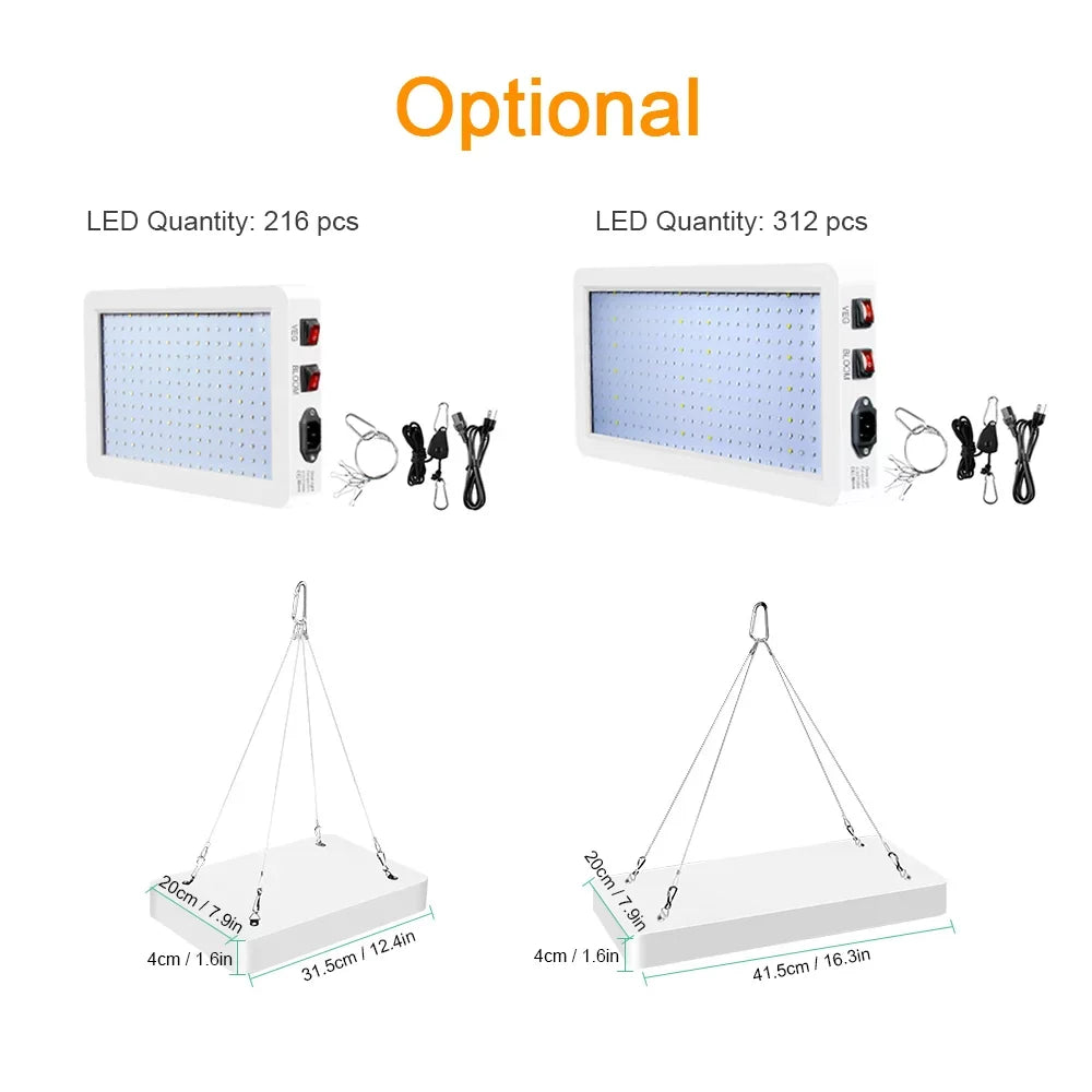 312 Greenhouse Waterproof, Seedlings, Spectrum Plant Indoor 2000W Flowers, Full IP65 with - Light Ideal Grow LEDs with LED Switch, Growing Veg/Bloom Lamp for