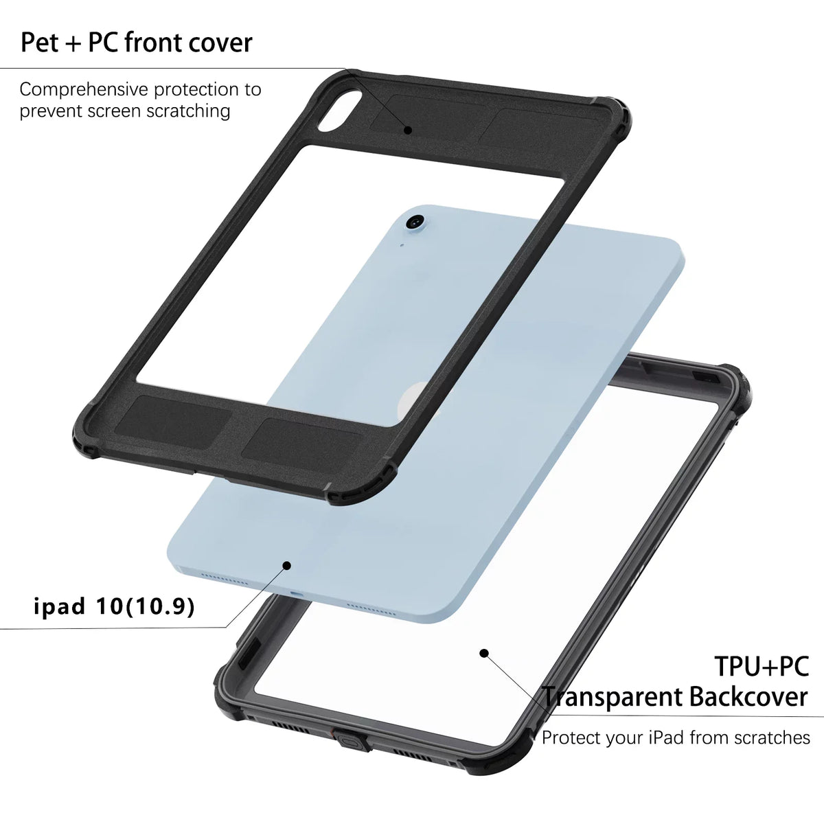 K-Lion Rugged Waterproof Case For Ipad 10Th Genetation 10.9" (2022) Ip68 Underwater With Screen Protector Swivel Bracket Kickstand Pencil Holder Carrying Strap Shockproof Dustproof Protective Case