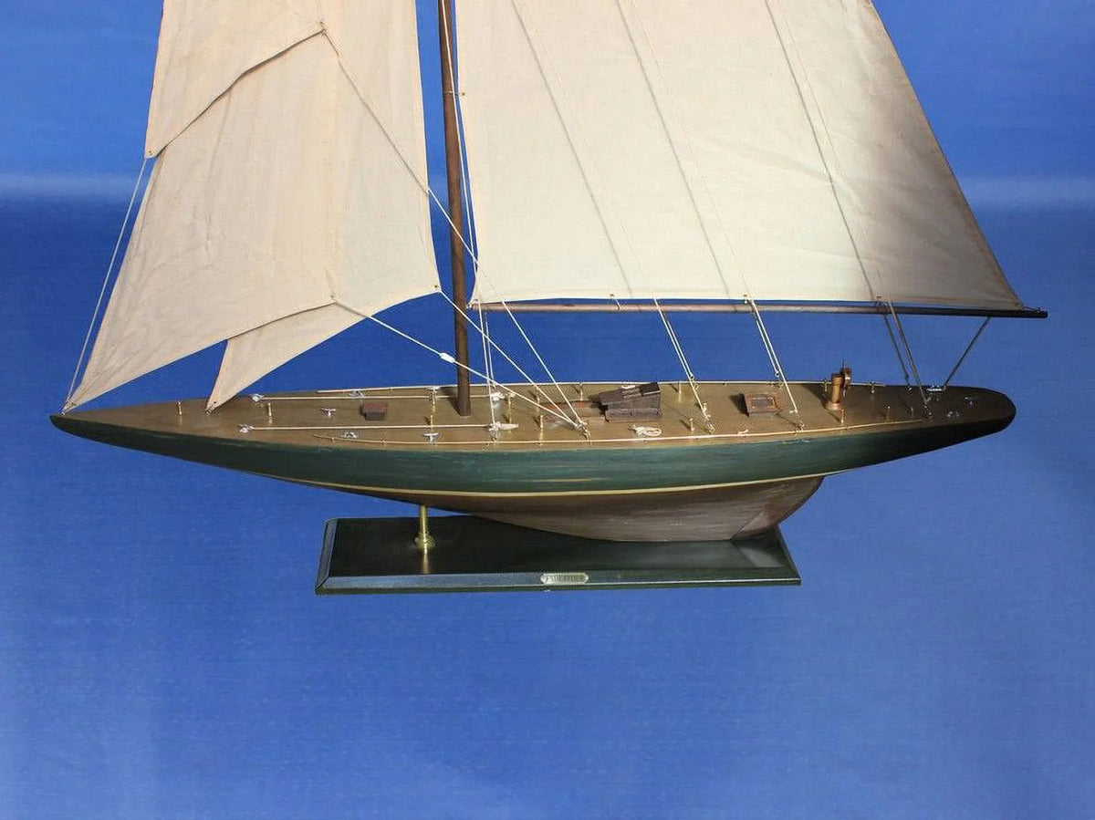 Handcrafted Decor R -Endeavour60 Wooden Rustic Endeavour Model Sailboat Decoration- 60 In.