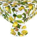 Zesty Lemons Tablecloth, and Vinyl Inch Patio Lemon Waterproof x Vine Picnic, Newbridge Dining, Barbeque, Tablecloth, Indoor/exterior Oblong/Rectangle 102 Inch 60 Flannel Backed Kitchen