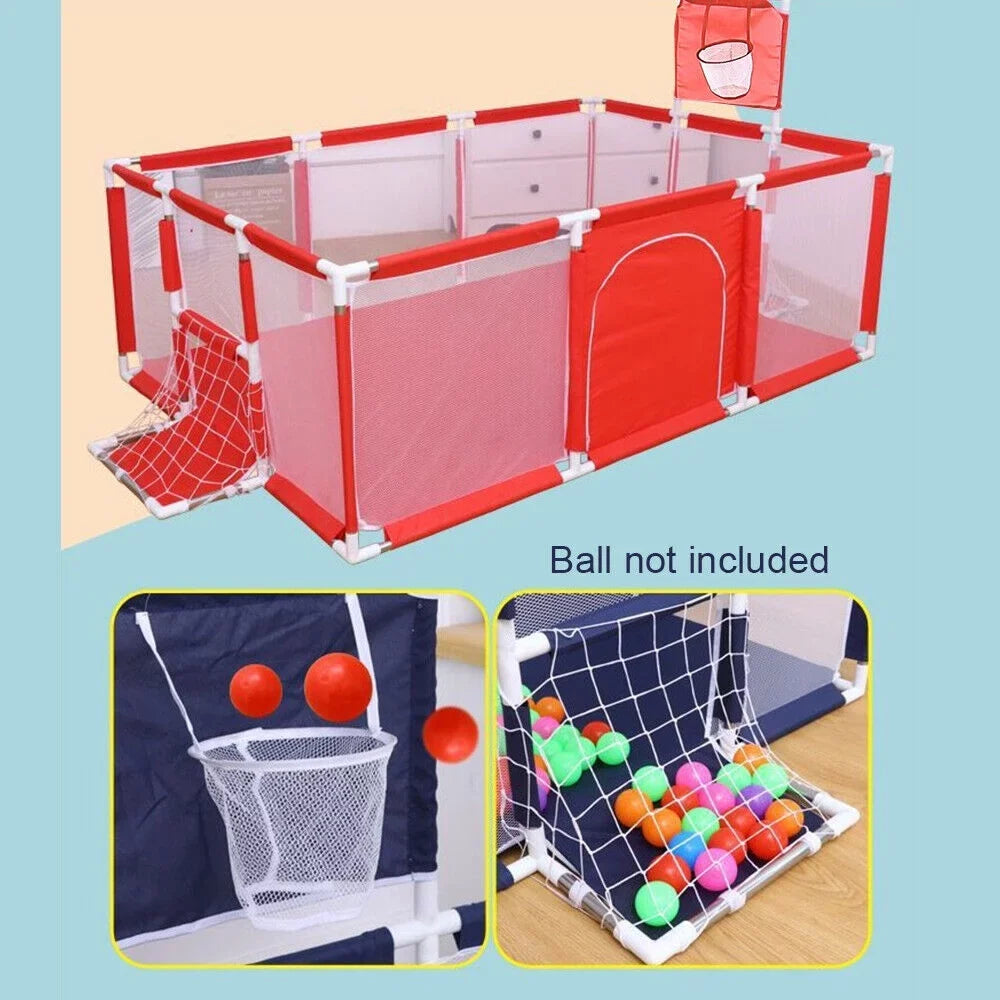 Jahyshow Large 70In Baby Playpen - Foldable Playard With Breathable Mesh-Red