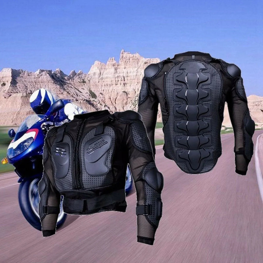 Comprehensive Motorcycle Riding Armor Jacket - Protects Spine, Shoulder, And Chest