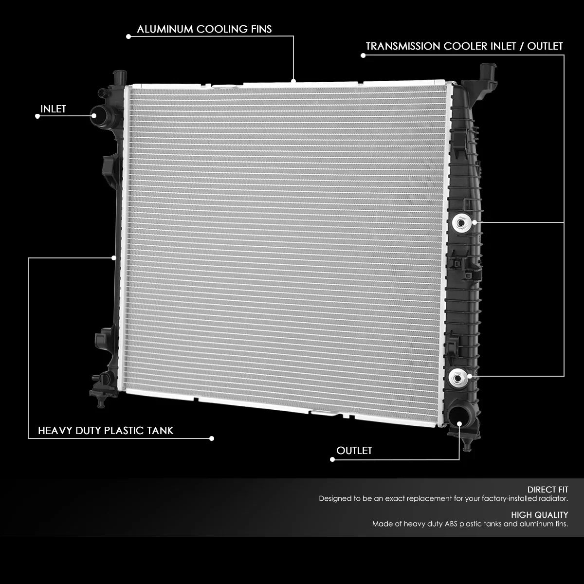 Dna Motoring Oem-Ra-13507 Aluminum Radiator For 2015-2020 Mercedes-Benz C300 C350E C400 C43 C450 Amg 16 17 18 19