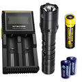 Tactical XP-L2 CREE LED +2x Charger CR123A V6 Nitecore Combo: Batteries Eco-Sensa w/NL183 Flashlight P20 1100 V2 D2 - Lumens Free - Battery,