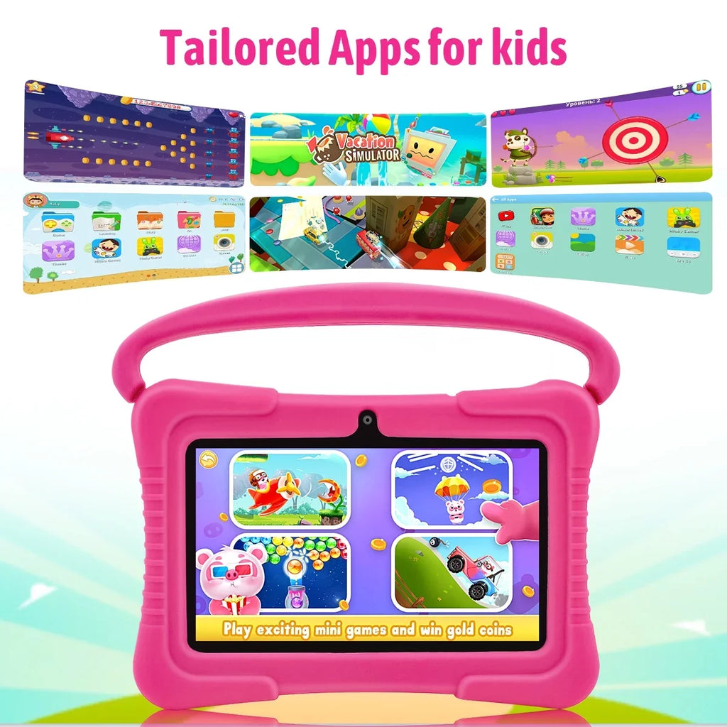 Android 11 Kids Tablet,Kids Learning Tablet,Antemper 7 Inch Kids Tablet,32Gb Storage,Toddler Tablet With Bluetooth, Wifi,Parental Control, Hd Dual Camera,Google Play, Pink