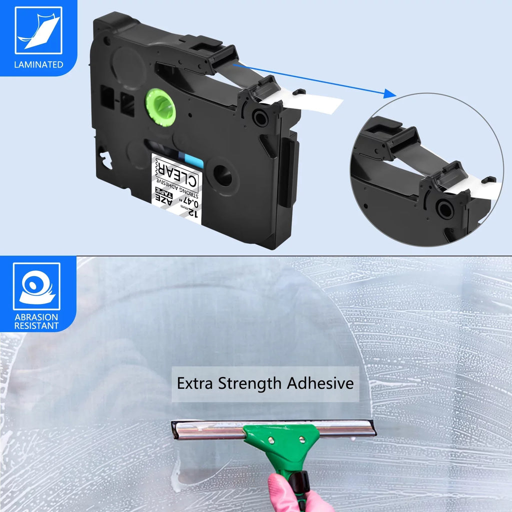 Clear TZ-S131 12mm TZe-131 Brother 100PK Strength TZe TZ-131 TZe-S131 Extra Black P-touch on Compatible TZ GREENCYCLE Tape Label Laminated for