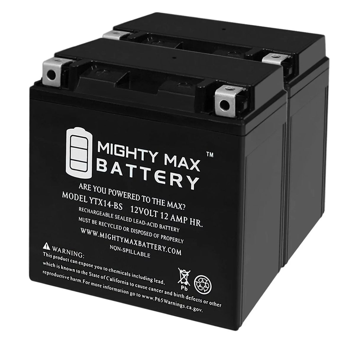 '- Battery YTX14-BS Replaces R, F800ST 2Pack GS, 17-18 ADV GT, 07,
