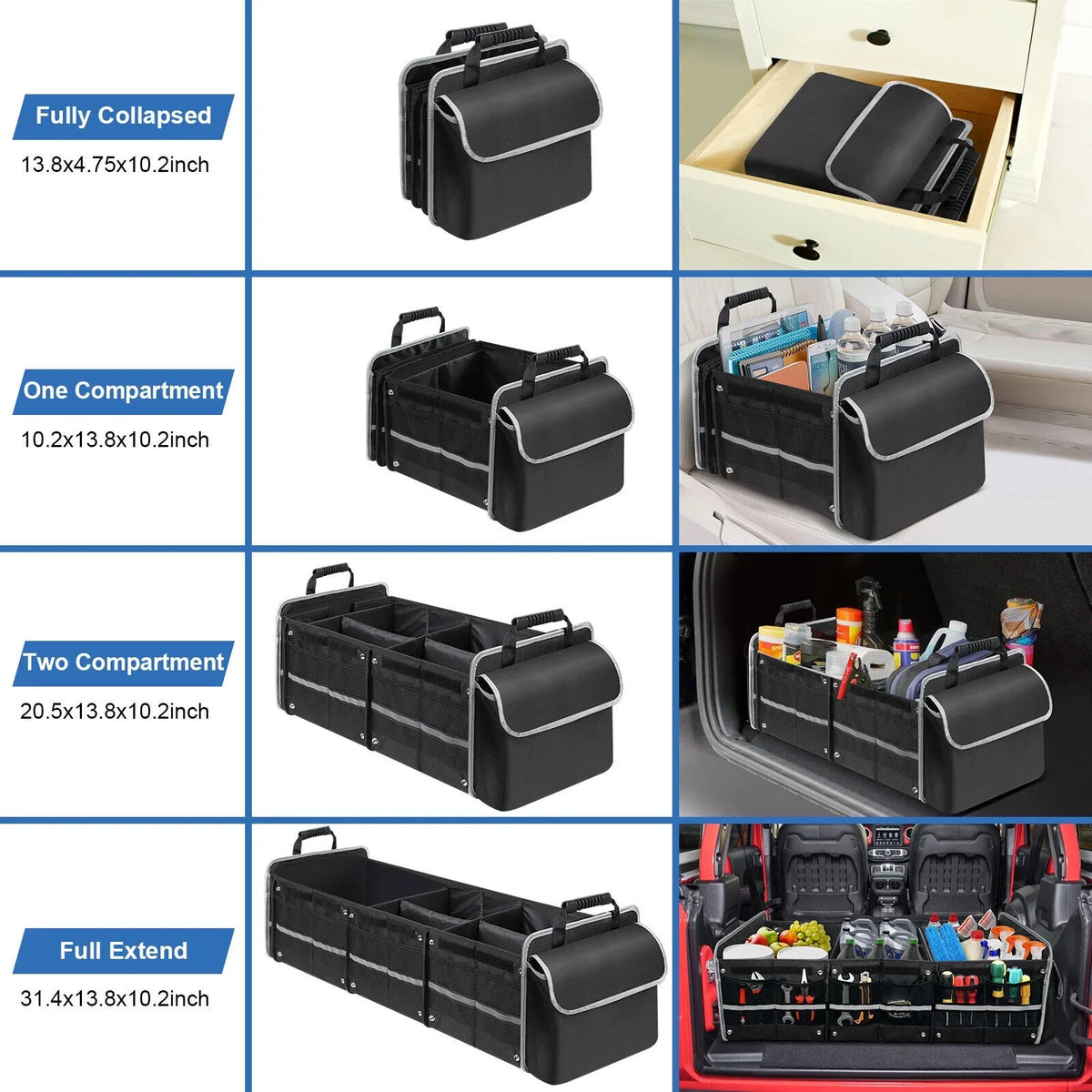 Trunk Cargo Container Compartment Storage Multi US Truck for Car SUV Organizer