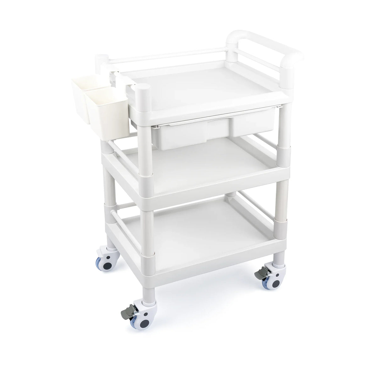 with Trolley Tier Cart Utility Spacious Mobile 360°Rotate Beauty Trolley Heavy Medical Medical Dirt Clinic Drawers 3 for Dental Salon Buckets Wheels Rolling 500 Lbs Cart Duty Hospital