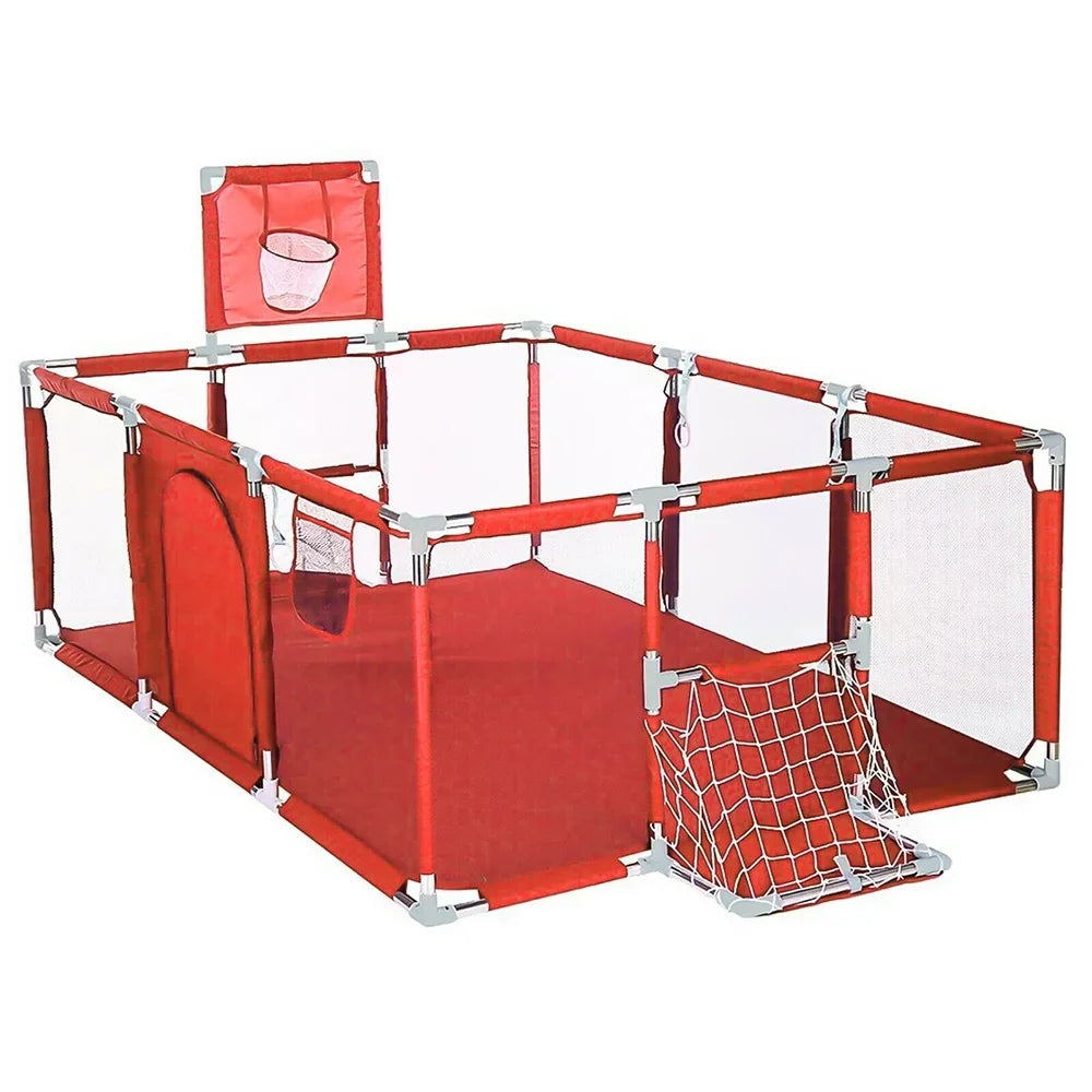 Jahyshow Large 70In Baby Playpen - Foldable Playard With Breathable Mesh-Red