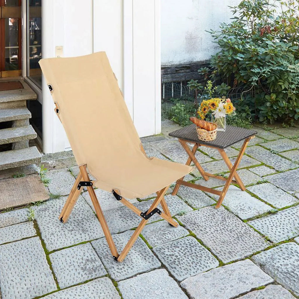 Bamboo Frame Folding Camping Chair - 21.0 - Enjoy Comfort And Convenience On Your Outdoor Adventures!