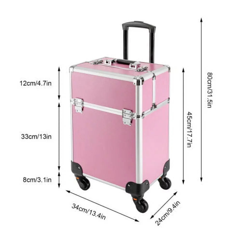 Case Trolley Extendable Train Box Space Makeup Storage Cosmetic Large Rolling
