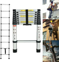 Telescoping Ladder, 8.5 Ft Aluminum Extension Ladder Step Ladders Loft Ladder Attic Ladder Collapsible Ladders For Home, Multi-Purpose Telescopic Compact Ladder For Roof, 330 Pound , En131