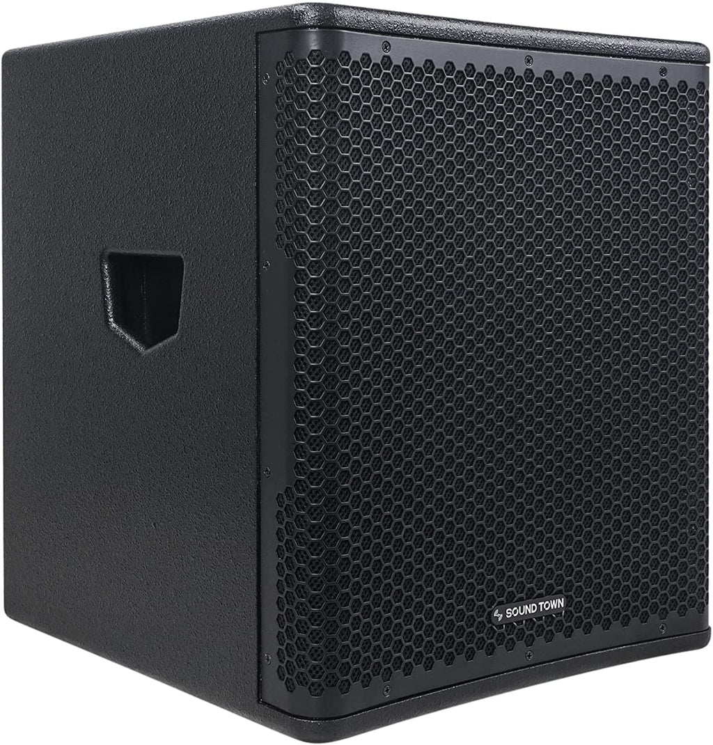 Black Class-D (OBERON-15SPW) Voice Magnet, PA/DJ 1400W 15" DSP Selectable oz Town 4" OBERON Coil, Sound Amplifier, 100 Subwoofer Birch Output Series LPF and Powered with Plywood, Modes,